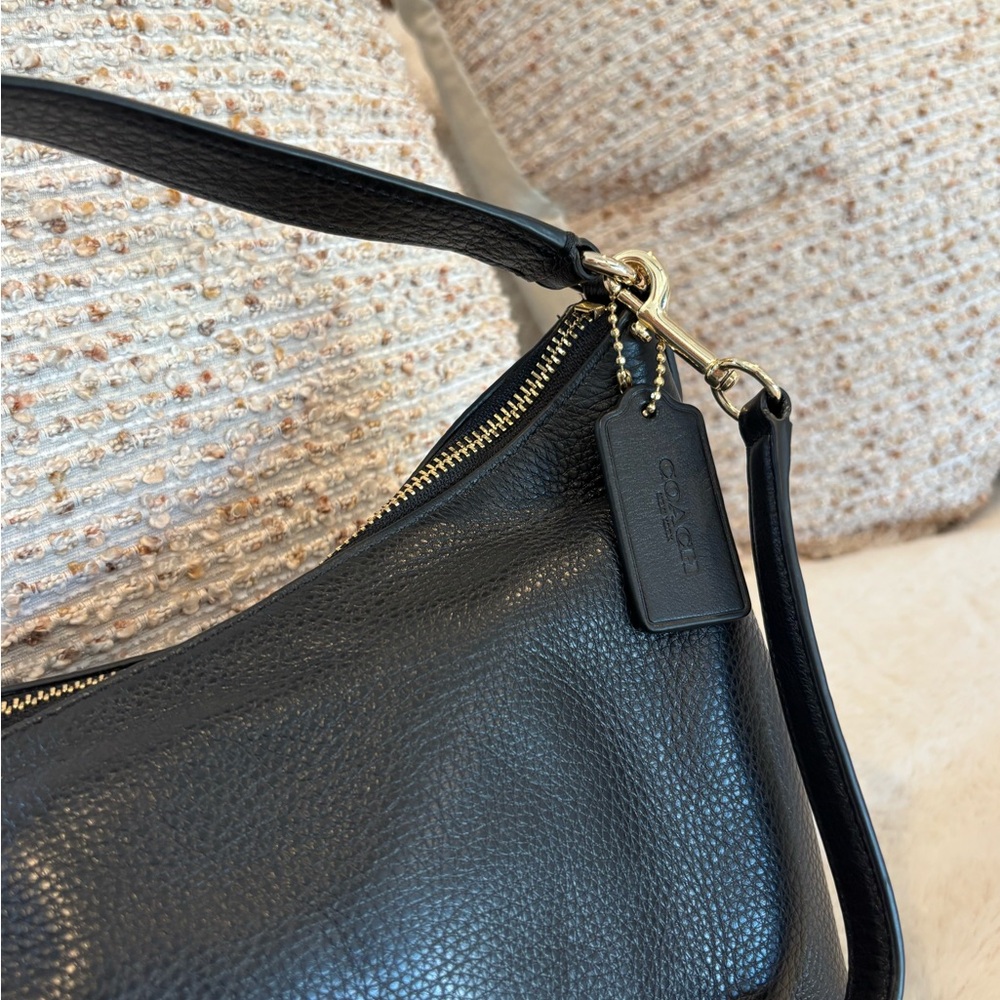 Coach “Celeste” Black Pebbled Leather Shoulder Bag with Gold Hardware - Picture 10 of 13